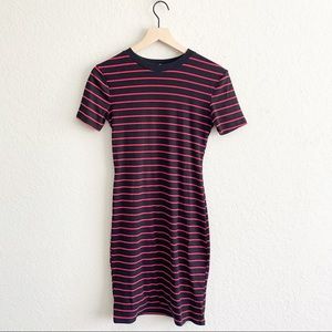 NWOT Zara Striped Ribbed Bodycon Midi Dress Small